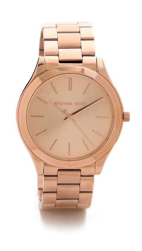 michael kors slim runway rose gold tone chain link watch|Michael Kors runway watch.